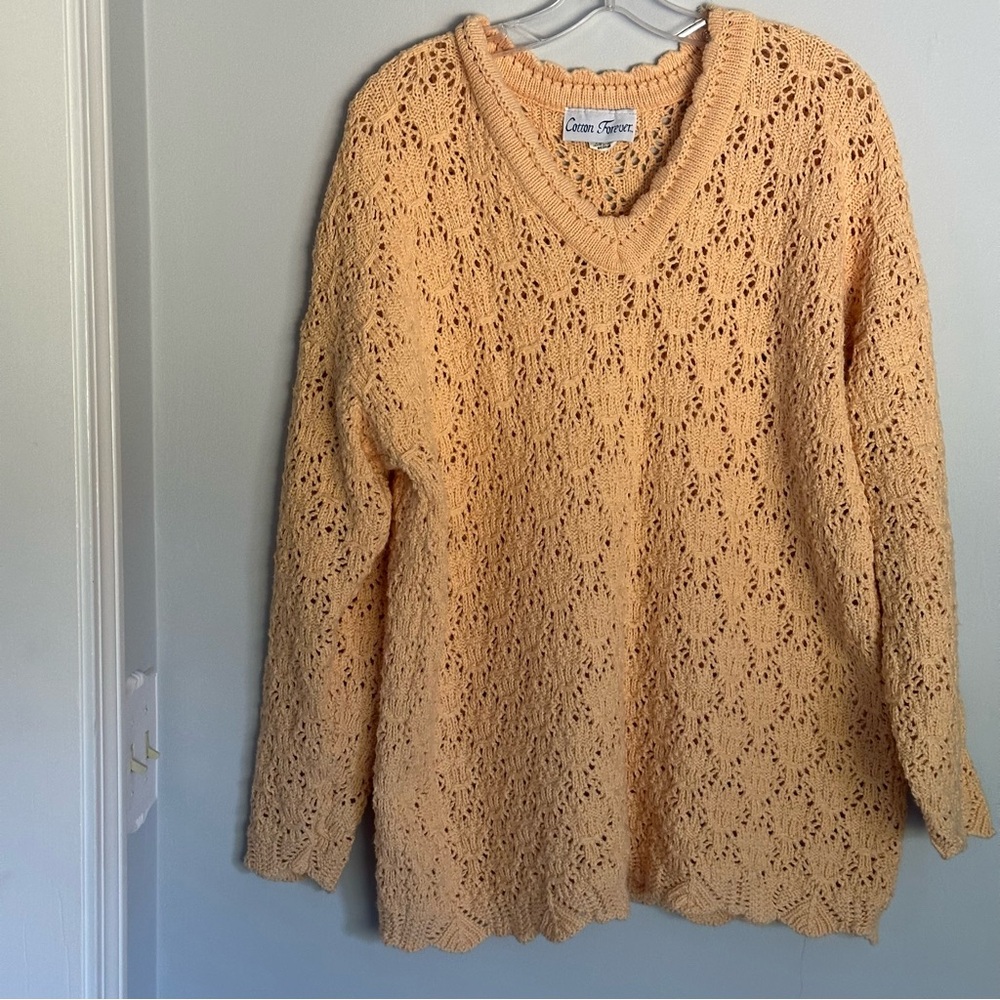 Apricot V-Neck Sweater by Cotton forever